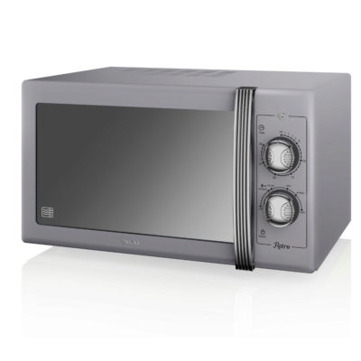 Swan Retro 900w Manual Microwave - Grey Swan Retro 900w Manual Microwave - Grey